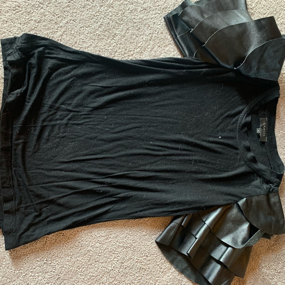 Black Ruffle T-shirt